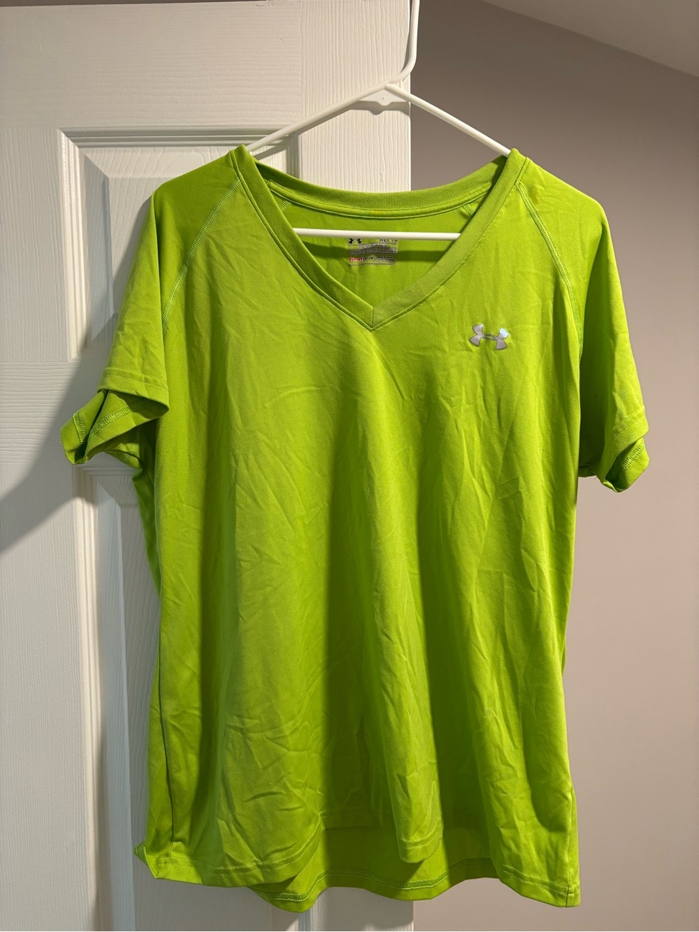 Under Armour Bright Lime Green HeatGear V-Neck Performance Tee